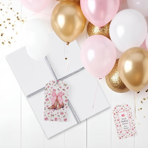 Cute Pink Bow Cowgirl Boots Western Coquette Gift Tags