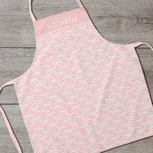 Cute Pink Bow Custom Name All-Over Print Apron