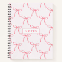 Cute Pink Bow Custom Name Spiral Notebook