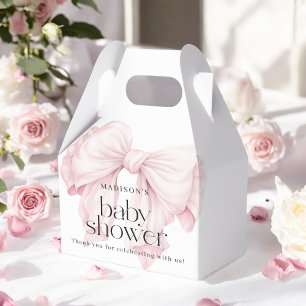 Cute Pink Bow Girl Baby Shower Thank You Favour Box