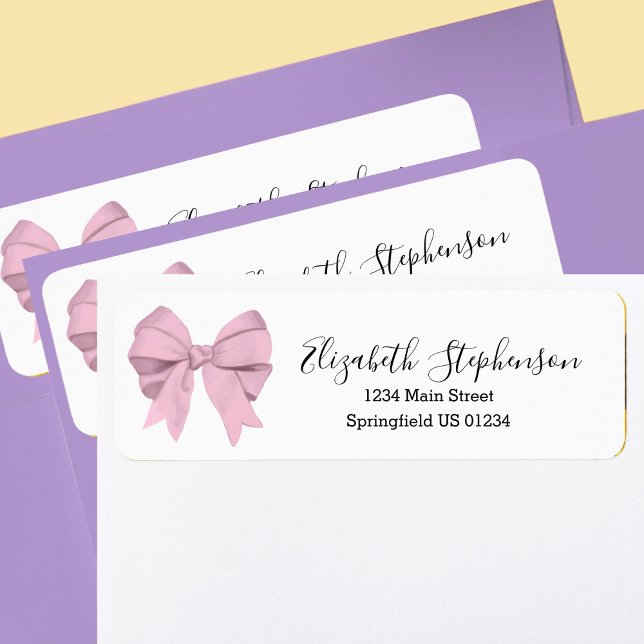Cute Pink Bow Girly Return Address (Creator Uploaded)