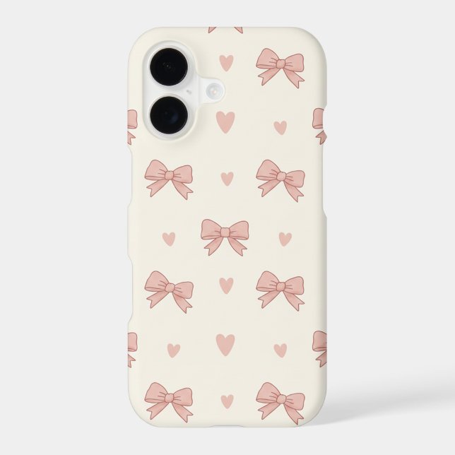 Cute Pink Bow & Heart Coquette AestheticPhone Case (Back)