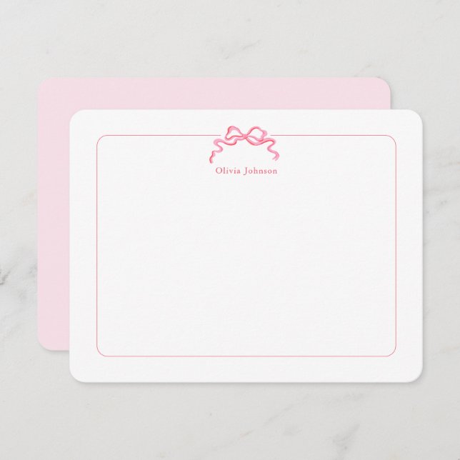 Cute pink bow Kids  Thank You Card (Front/Back)