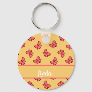Cute pink bow knot pattern key ring
