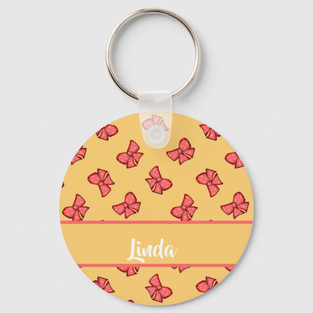 Cute pink bow knot pattern key ring (Front)