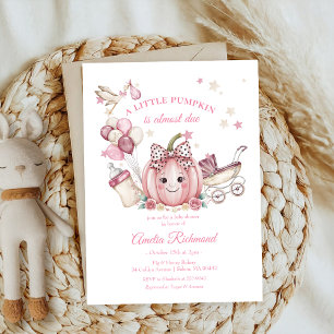 cute Pink Bow Little Pumpkin fall Baby Shower Invitation