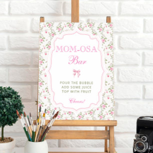 Cute Pink Bow Love Shack Baby Shower Mum-osa Bar Poster