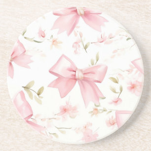 Cute pink bow pattern coaster