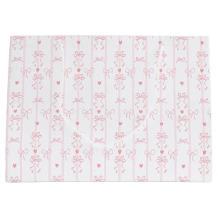Cute Pink Bow Pattern Coquette Aesthetic Large Gift Bag