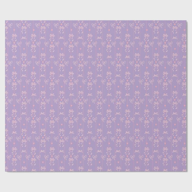 Cute Pink Bow Pattern | Coquette Aesthetic Wrapping Paper (Flat)