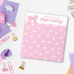 Cute Pink Bow Pattern From the Desk of Name Notepad<br><div class="desc">Pretty pink personalised note pad with a pattern of white bows against a pink background. At the top of the girly notepad,  from the desk of Your Name,  with your name in a beautiful pink script next to a cartoon bow in pink.</div>