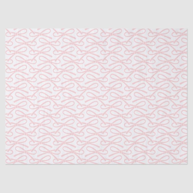 Cute Pink Bow Pattern White Gift Wrap Tissue Paper (Front)
