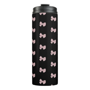 Cute Pink Bow printed black Thermal Tumbler
