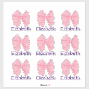 Cute Pink Bow Purple Girl's Name Back to School