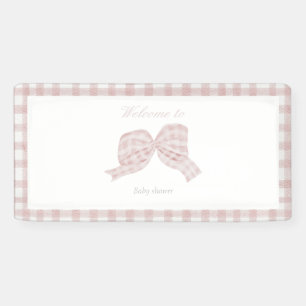 Cute pink bow ribbon baby shower banner