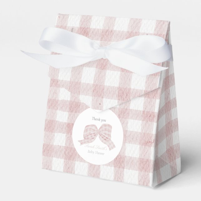 Cute pink bow ribbon baby shower  favour box (Front Side)