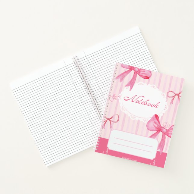 Cute Pink Bow Spiral Notebook | Coquette School  (Inside)