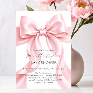 Cute Pink Bow Theme Girl BABY SHOWER Invitation