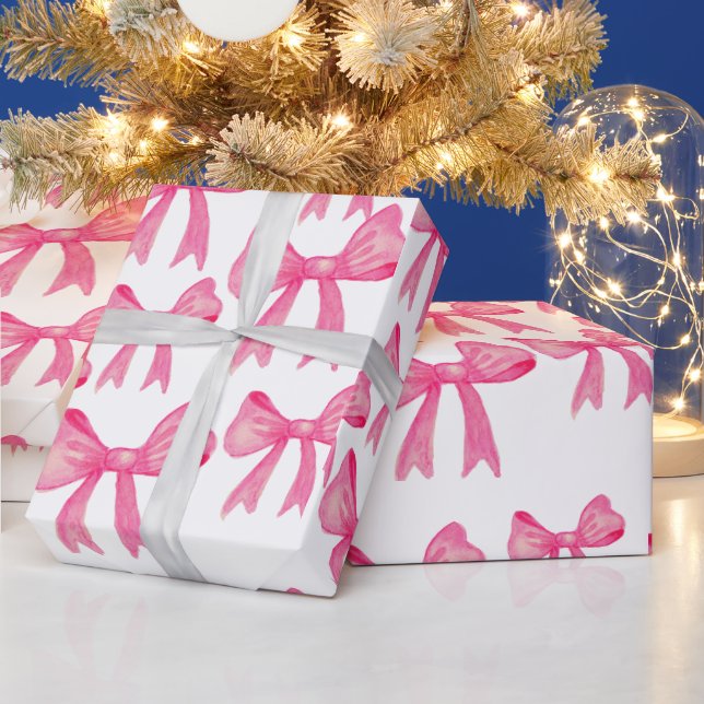 cute pink bow wrapping Paper (Holidays)