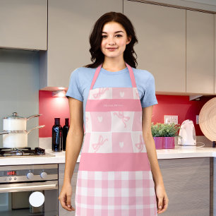 Cute Pink Bows and Coquette Grace Trendy Apron