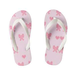 Cute Pink Bows and Hearts Coque Kid's Jandals