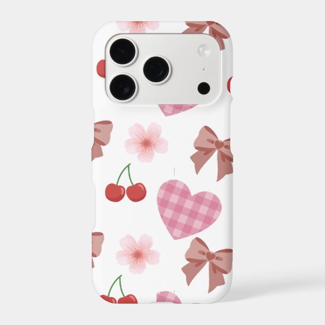Cute Pink Bows & Cherries Kawaii Phone Case | Coqu (Back)