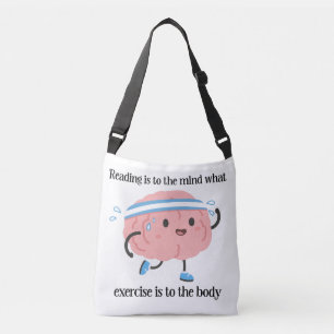 Cute Pink Brain Reading Exercise Blue Book Lover Crossbody Bag