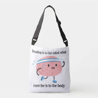 Cute Pink Brain Reading Exercise Blue Book Lover Crossbody Bag