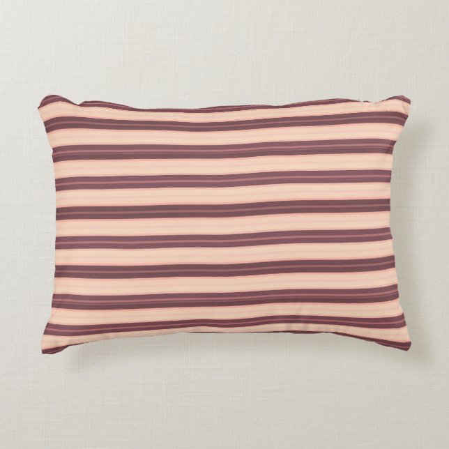 Cute pink brown stripes decorative cushion (Front)