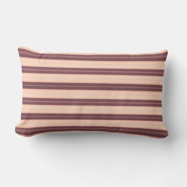 Cute pink brown stripes lumbar cushion (Front)