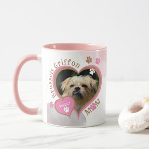 Cute Pink Brussels Griffon Dog Mum Photo and Name Mug