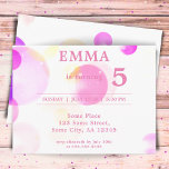 Cute Pink Bubbles Kids Birthday Party Invitation<br><div class="desc">Cute Pink Bubbles Kids Birthday Party Invitation // Cute bubbles postcard for a kid`s birthday party celebration. Personalise this birthday invitation card with child`s name and all data on the back side of the postcard. This invitation has gentle pink and purple colourful bubbles on a white background. The pink makes...</div>