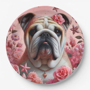 Cute pink bulldog paper plates! plate