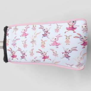 Cute Pink Bunnies Dancing Pattern Golf Head Cover