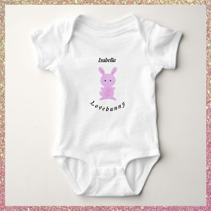 Cute Pink Bunny  Baby Bodysuit