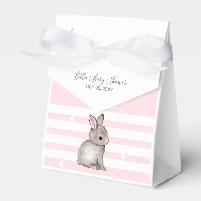Cute Pink Bunny Baby Shower Favour Box (Front Side)