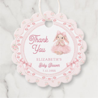 Cute Pink Bunny Baby Shower Thank You Favour Tags