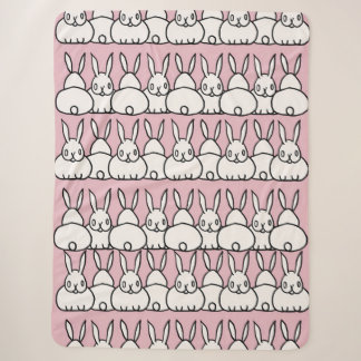 Cute Pink Bunny Blanket - Fleece - Sherpa