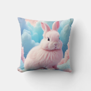 Cute Pink Bunny Cotton Candy Clouds Cushion
