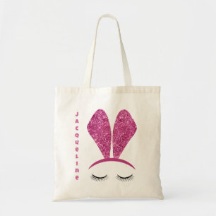 Cute Pink Bunny Ears Egg Hunt Custom Tote Bag