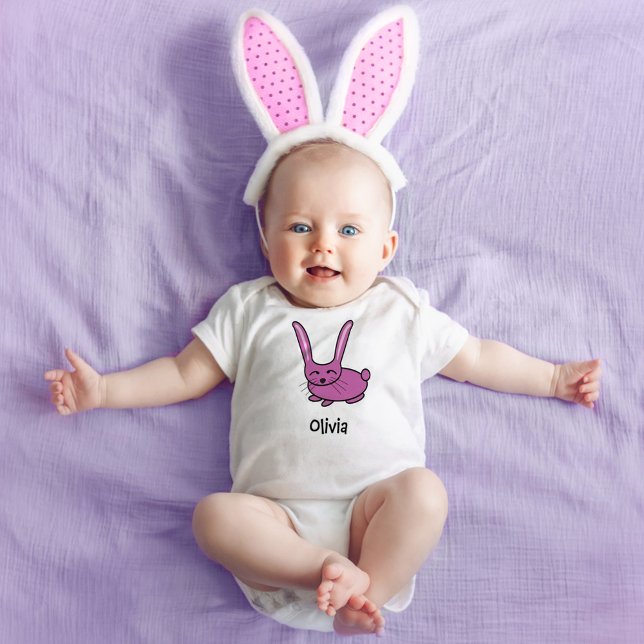 Cute Pink Bunny Easter Baby Bodysuit (Creator Uploaded)