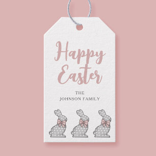 Cute Pink Bunny Happy Easter  Gift Tags