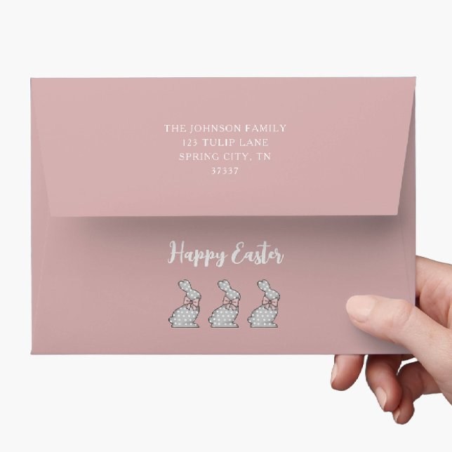 Cute Pink Bunny Happy Easter Return Address  Envelope (Cute Pink Bunny Happy Easter Return Address Envelope)