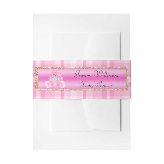 Cute Pink Bunny Invitation Belly Band (Front Example)