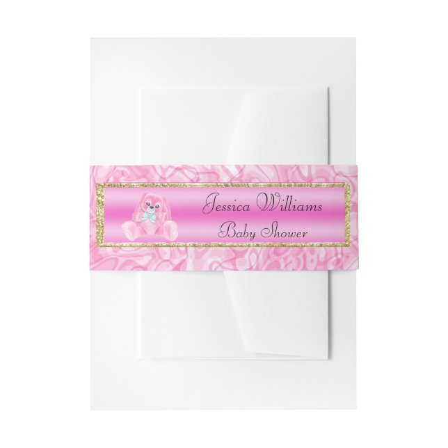 Cute Pink Bunny Invitation Belly Band (Front Example)