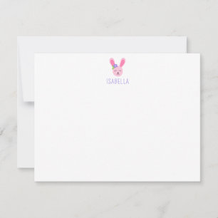 Cute Pink Bunny Kids Personalised Stationery Card