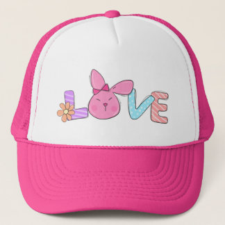 Cute Pink Bunny LOVE Trucker Hat