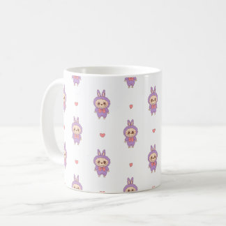 Cute Pink Bunny Monster Holding Heart – Kawaii Lov Coffee Mug