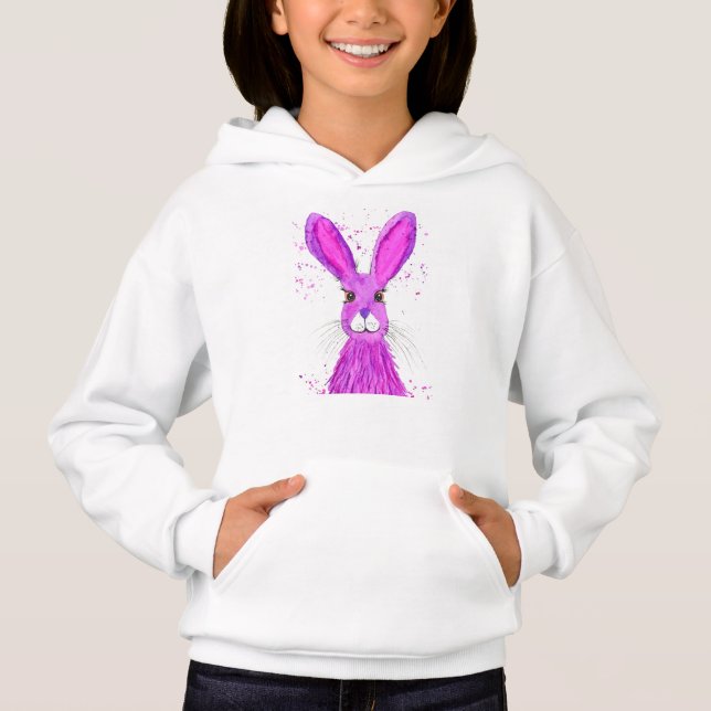 Cute pink bunny rabbit hare watercolor girly (Front)