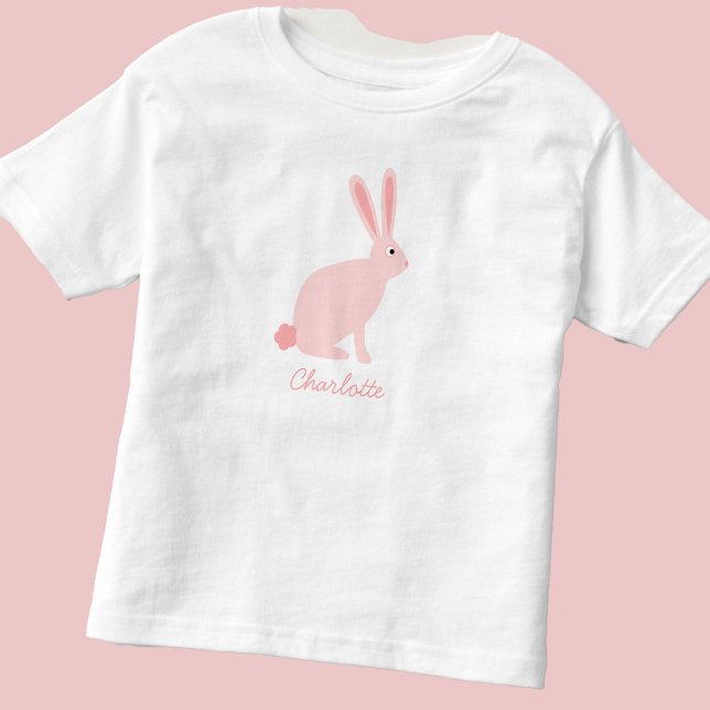 Cute Pink Bunny Rabbit Personalised Toddler T-Shirt (Bunny Rabbit cute personalized t-shirt)